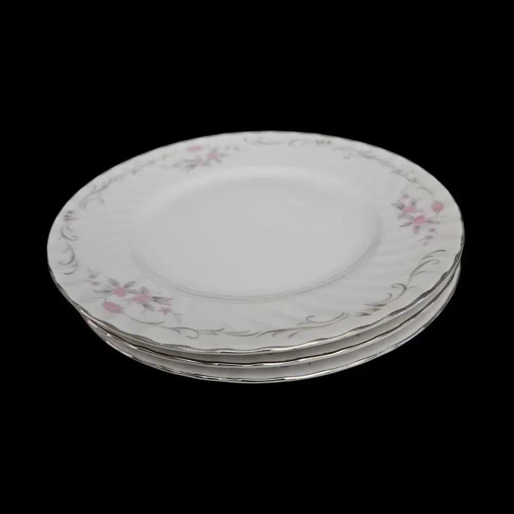 Gold Standard Japan Pink Floral Porcelain Bread Plates Set of 3 Vintage